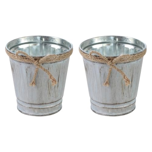 Abaodam 2 pz Corda Secchio di Vaso di Fiori Decorazione Vintage Brocca Antico Vaso Secchi di Metallo per Festa Shabby Chic di Metallo Zincato Fioriera Vintage Brocca Lattiera Ferro
