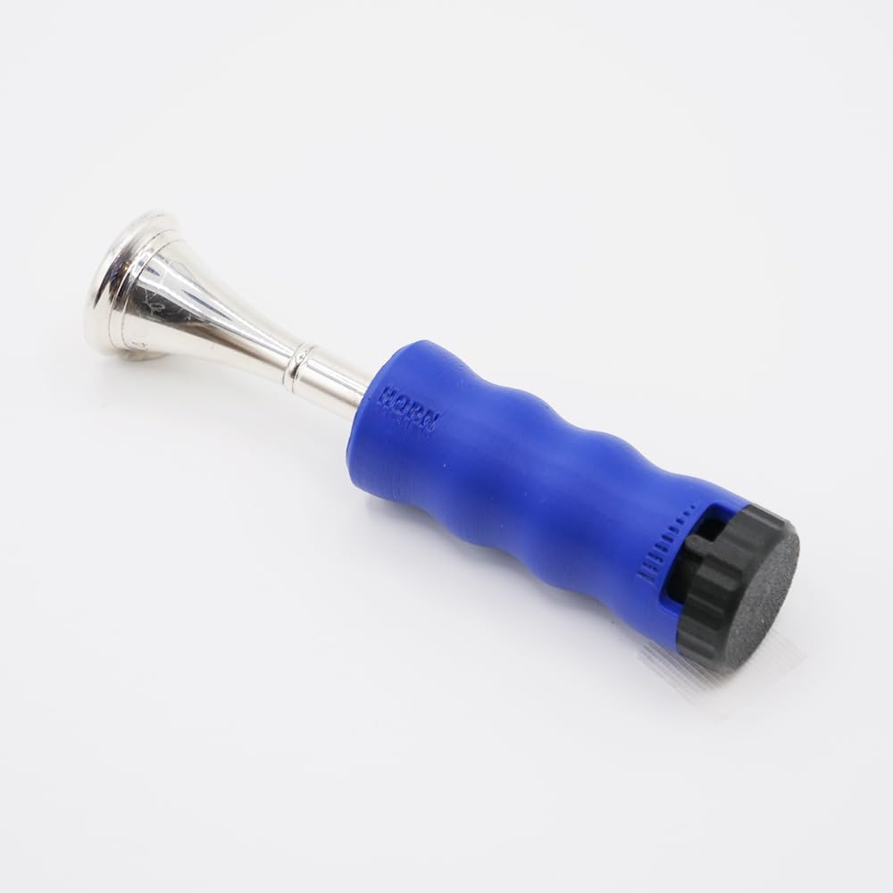 French Horn Mouthpiece Buzzing Practice Tool – Anywhere Practice & Warm-up – One-Touch Adjustable Resistance - BRASS BUZZ TRAINER (Blue)