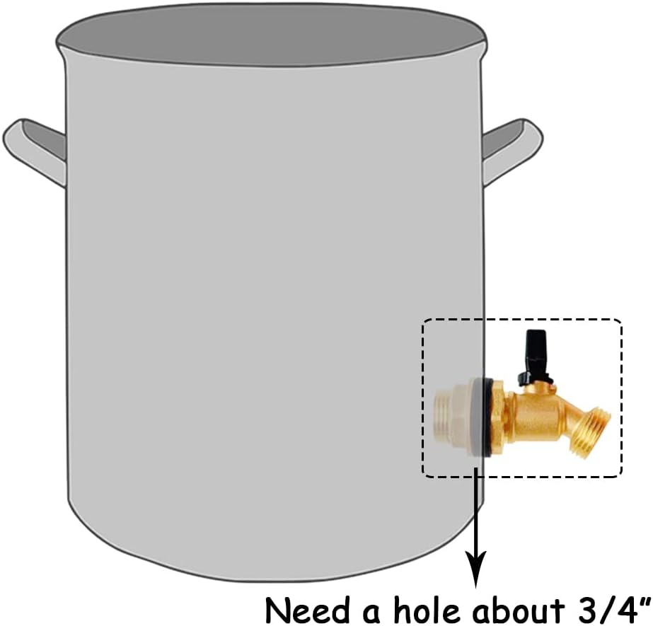 Uenede Brass Water Container Rain Barrel Faucets Spigot 1/2" Male Thread Inlet to 3/4"GHT Male Thread Outlet with Quarter Turn Ball Valve Include Bulkhead Fitting and Washers (Pack of 2)