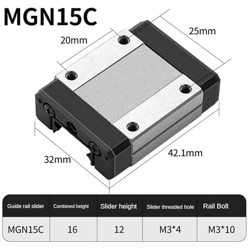Rail de guidage linéaire MGN15 noir 600mm avec son bloc coulissant MGN15C - 2