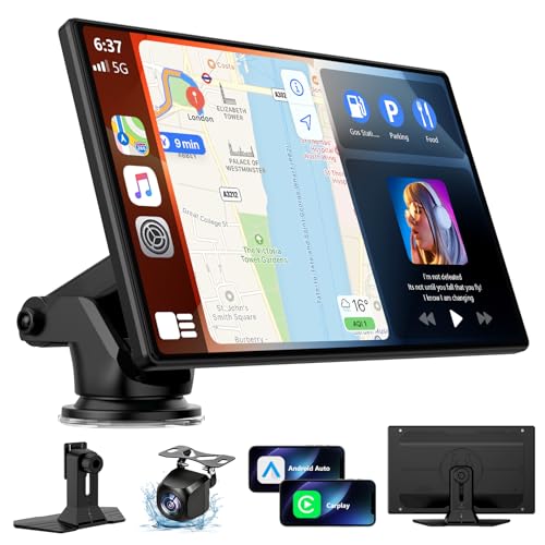 9' Carplay Screen for Car, Portable Wireless Car Play Screen for Apple CarPlay & Android Auto, OTA...