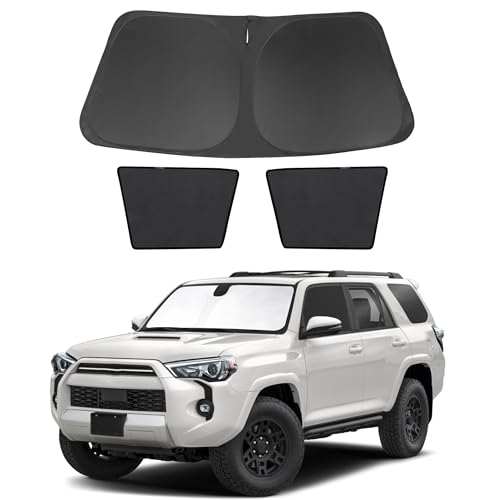 Fannyc 3PCS Car Window Shades Front Windshield Sun Shade Foldable Window Shade Custom Fit for 2017-2024 Toyota 4Runner Accessories Car Shades for Front Windows Anti-UV Rays Block Heat by Fannyc - Used condition - US$17.04