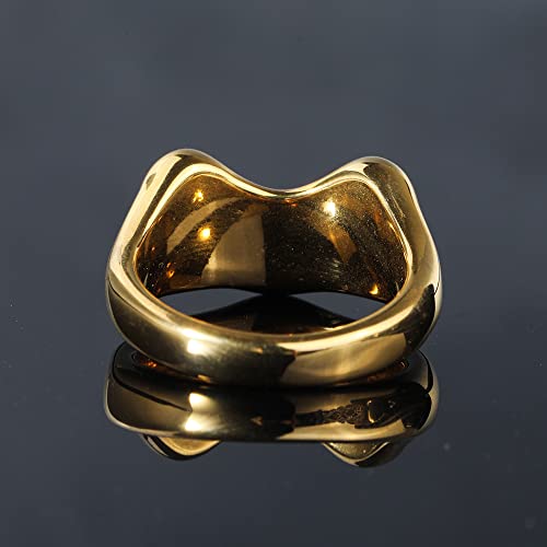 Image of PAMTIER Unisex Vintage Personalized Cute Big Eyes Frog Finger Ring | Stainless Steel, Lifelike Animal, Beneficial Insects