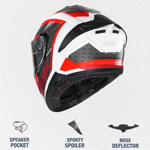 Image of SMK Typhoon RD1 ISI ECE & DOT Certified Full Face Dual Visor Helmet for Men and Women with Pinlock Fitted Clear Visor and Inner Sun Visor ( White - GL136 - M )
