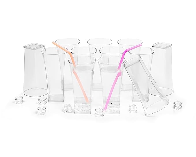 Image of SORATH Premium Drinking Glasses Set - Pcs Transparent Glassware | Stylish Tapered Glass Tumblers for Water, Juice & Cocktails | Modern Everyday Drinkware for Home & Commercial Use (Clear, Pack of 12)