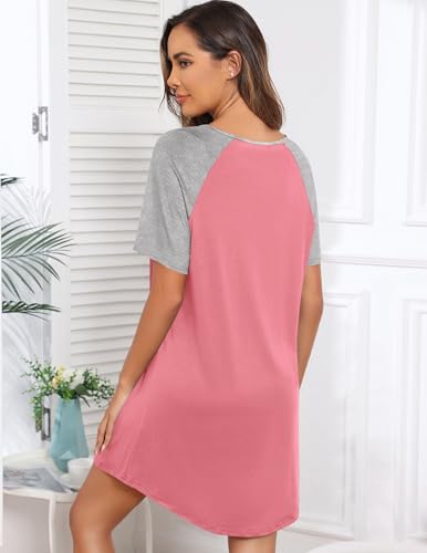 Image of Ekouaer Sleep Shirts for Women Short Sleeve Night Shirts for Sleeping Pullover Nightgown Soft Nightdress S-XXXL