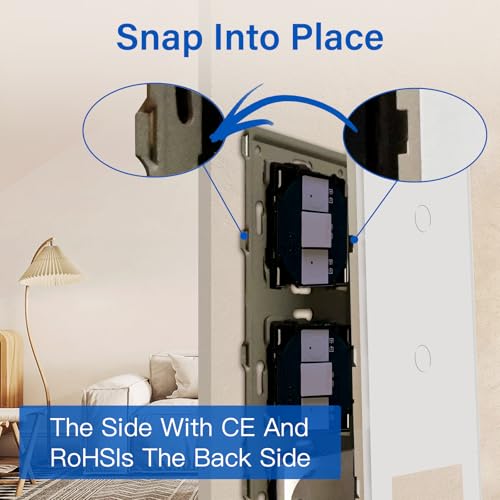 BSEED Touch Lichtschalter mit Steckdosen doppelte 1 Fach 1 Weg Wandschalter mit einer Steckdose Unterputz Touchscreen-schalter mit Glasrahmen 228mm Wei&szlig;