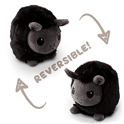 TeeTurtle | The Original Reversible Llama Plushie | Patented Design | Black and Gray | Show Your Mood Without Saying a Word!