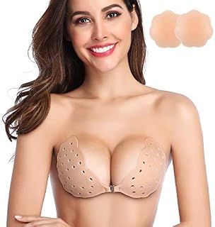 Niidor Sticky Bra, Breathable Strapless Bra Adhesive Push Up Backless Bras for Women-C