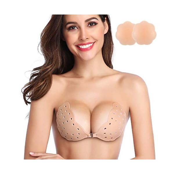 Niidor-Sticky-Bra-Breathable-Strapless-Bra-Adhesive-Push-Up-Backless-Bras-for-Women Niidor Sticky Bra, Breathable Strapless Bra Adhesive Push Up Backless Bras for Women(Nude-D)