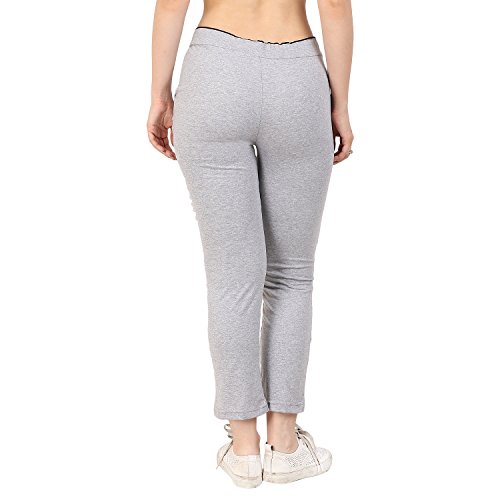 Image of Women's Cotton Track Pants (Grey & Black, Pack of 2)