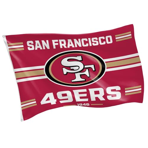 NFL San Francisco 49ers Vintage Flag | 3 x 5 Estate Flag with Grommets | Heavy Duty Banner for Outdoor Garden Patio Decoration | Indoor Wall Decor for Room | Works with Flag Poles for Outside House (San Francisco 49ers-Vintage)