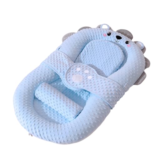 Bxzzuisベビーベッド 添い寝ベッド 新生児用 折りたたみ式 柔らかくて快適な 健康的な素材 通気性があり 寝返りを防ぎます 取り外して洗えます 出産祝い 持ち運びに便利 オールシーズン 使えるベビー寝具 0〜24ヶ月 (ブルー,ベビーベッド+スロープ