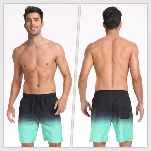 Image of Mens Swim Trunks with Compression Liner 2 in 1 Quick Dry Swimming Shorts Swimwear Bathing Suits with Pockets