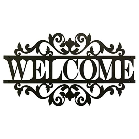 Baupor Welcome 8'' x14'' Inches Sign, Front Porch Decor, Porch Signs, Metal Signs, Metal House Sign, Address Sign, House Number Plaque Cover