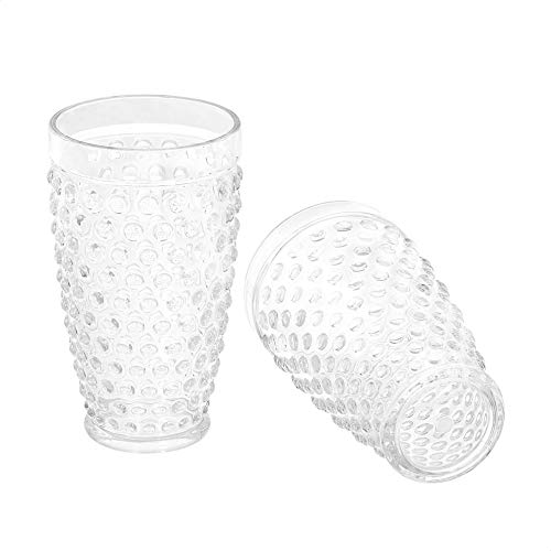 Amazon Basics Tritan Hobnail Texture Highball Glasses - 18-Ounce, Set Of 4(Plastic Material) #TOP2