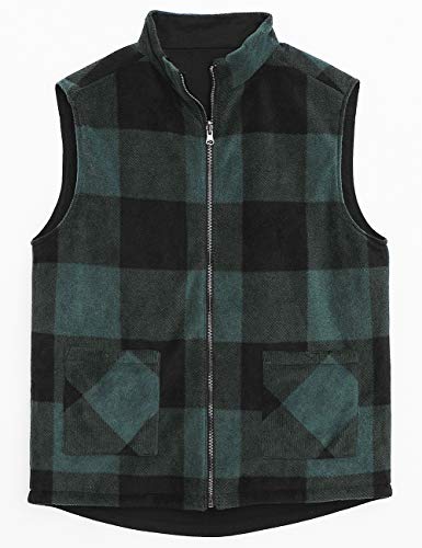 ZENTHACE Men's Reversible Casual Vest Flannel Fleece Lined Outdoor Work Safari Fishing Travel Vest Jacket2
