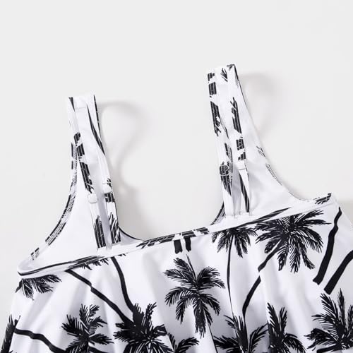 Image of IFFEI Mommy and Me Swimsuits Family Matching Two Pieces Tankini Sets Ruffle Tank Top with Shorts Bathing Suits