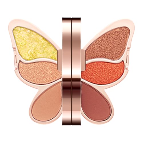 Paleta de sombras de ojos: maquillaje de 6 colores con brillo y mate, fórmula pigmentada de larga duración | Paleta de ojos compacta para apariencia natural, belleza diaria, viajes,