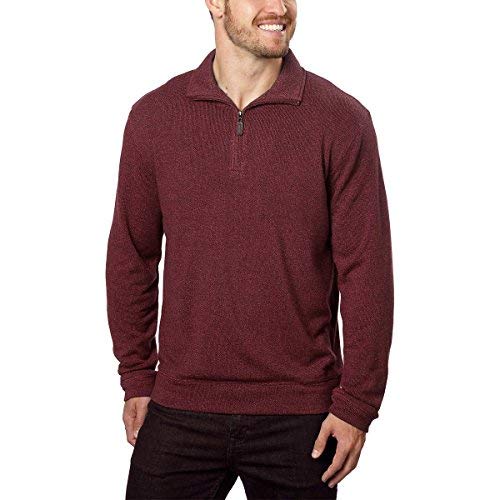 Hudson River Menâ€™s Â¼ Zip Long Sleeve Pullover (Red, Large)