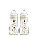 Istruzioni in lingua straniera - MAM Easy Active - Set di 2 borraccia per bambini (270 ml), con tettarella MAM, misura 1, in silicone SkinSoft, forma ergonomica, 0 mesi, colore: Beige