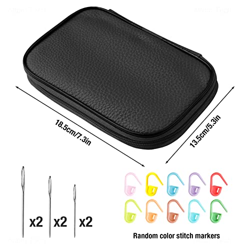 Tomorotec 41Pcs Multi-Color Metallic Crochet Hooks Set, Art Aluminum Knitting Needles for Yarn Craft Set with Sylish Storage Bag, Stitch Markers and Big Eye Needles (Black Bag) - Thumbnail 5