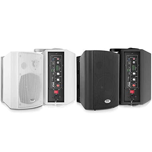 Wall Mount Home Speaker System (White) & Mount Home Speaker System - Active Passive Mountable Bookshelf Indoor Studio Garage Patio Stereo Sound Home Theater Speaker, (Black) #TOP5