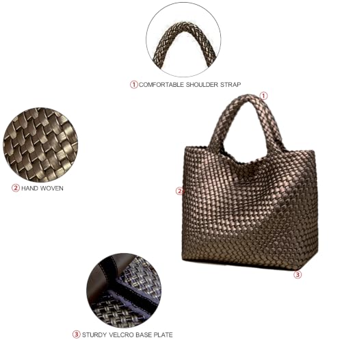 Image of JINMANXUE Fashion Woven Bag Shopper Bag Travel Handbags and Purses Women Tote Bag Large Capacity Shoulder Bags