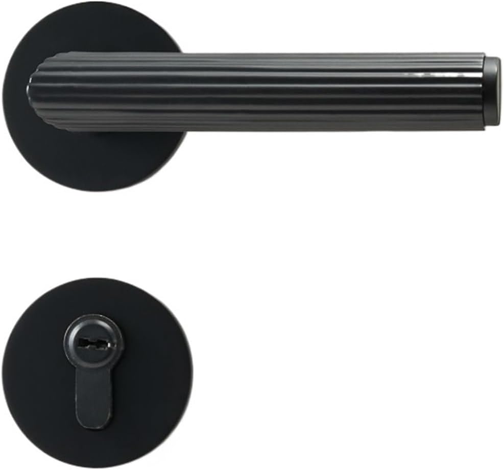 Brass Door Lock Set Modern Stripe Matt Silver Interior Bedroom Bathroom Double Wood Lever Dummy Privacy Passage(BK-QBCF)