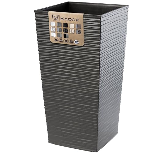 KADAX Blumentopf, Blumenkübel aus Kunststoff, Pflanzkübel für Blumen, Innen- und Außenbereich, Garten, Balkon, Terrasse, Haus, wetterfest, Rattan Imitation (75,5cm Höhe, Grafit)