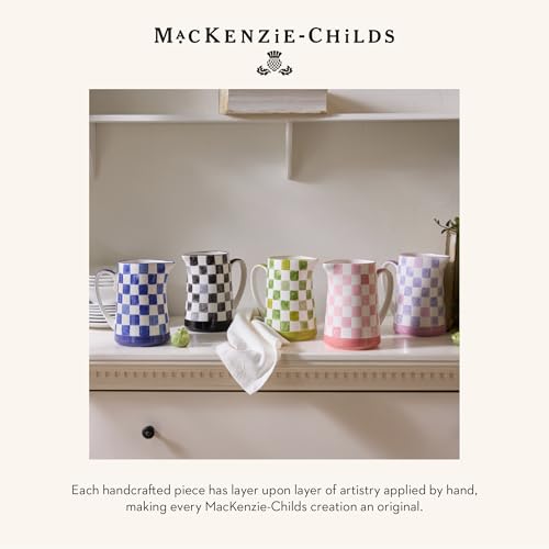 MACKENZIE-CHILDS Stoneware Pitcher with Spout, Decorative Drink Pitcher, 1.75 Quarts, Pink Check by MACKENZIE-CHILDS - Image 6