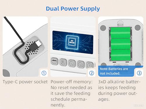 Welltobe Comedero Automático para Gatos 3.5L - Dispensador de Comida Programable (1-6 Comidas/día) con 2 Tazones, Grabación de Voz 10s y Doble Alimentación (Eléctrico/Pilas) - imagen 8