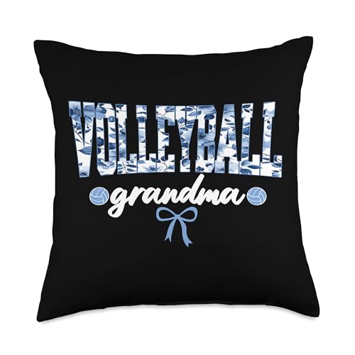 Volleyball Grandma For Women Floral Bow Volleyball Nana Cute Throw Pillow