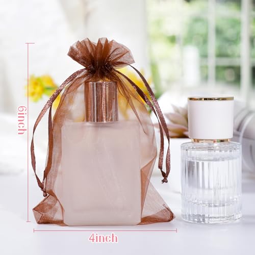 Image of Hopttreely 100PCS Sheer Organza Bags, Mixed Color Wedding Favor Bags with Drawstring, 4x6 inches Jewelry Gift Bags for Party, Jewelry, Festival, Makeup