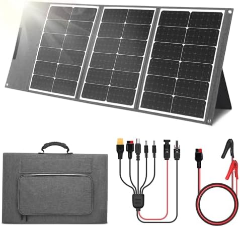 Panel Solar Portátil 100W Plegable, Placa Solar Flexible con Cont...