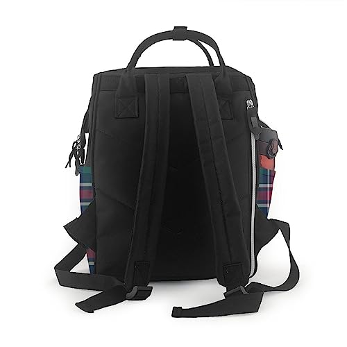 Sac à dos à couches imperméable style écossais multicolore pour parents - 3