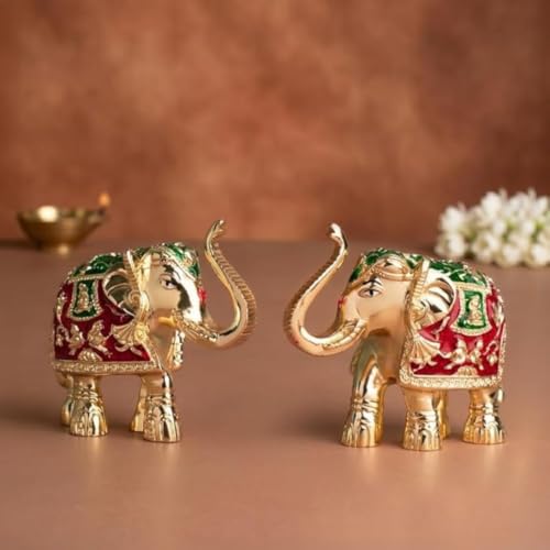 Image of Astrotalk Airavat Dhan-Vridhi Elephant Combo | Gold-Plated Elephant Statue for Good Luck, Wealth & Growth | Elegant Home Decor for Living Room & Office | Vastu Items for Housewarming Gift