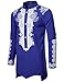 LucMatton Men's Traditional African Dashiki Tunic Long-Sleeve Shirt with Metallic Foil Stamping and Mandarin Collar Royal White Small