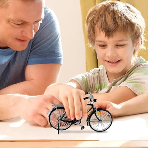 Image of CIRBOX Vintage Classic Bicycle Model Toy - Retro Metal Die-Cast Cycle with Pump & Briefcase Bag | Collectible Miniature Bike Showpiece for Home & Office Decor