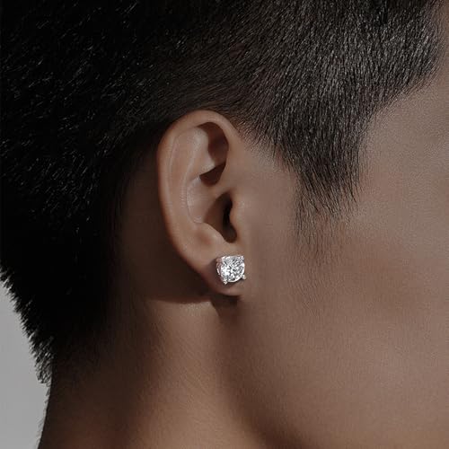 Moissanite Stud Earrings for Men & Women, 0.6-4CT, Hypoallergenic 925 Sterling Silver 18K White Gold Plated Earrings, D Color GRA Certified VVS1 Round Lab-Created Stud2