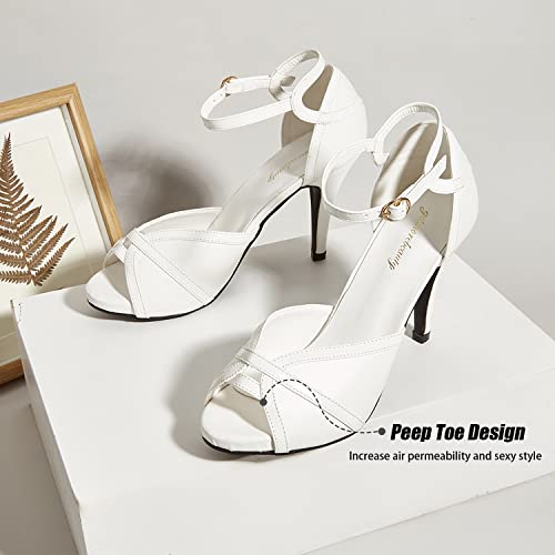 Image of getmorebeauty Peep Toe Heels for Women Sexy Strappy High Heels Ankle Strap Heeled Sandals