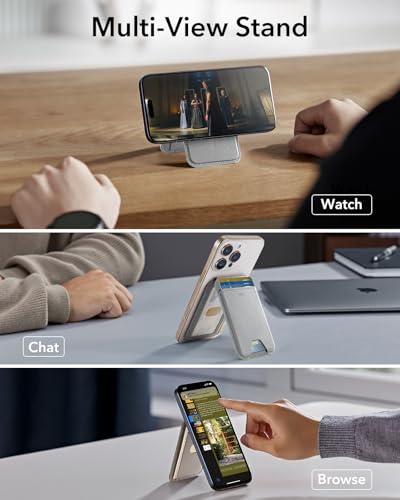 Image of ESR Upgraded for MagSafe Wallet,5 Card Holder,RFID Blocking,Magnetic Wallet for iPhone with Adjustable Stand,Slim for iPhone 17e /17 /16 /15 /14 /13 /12,Google Pixel 10 /Pro /Pro XL,Not for Mini,Grey