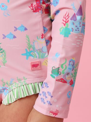 Image of RuffleButts Girls One Piece Rash Guard Baby Swimsuit UPF 50+ Sun Protection