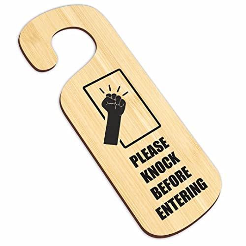 Image of KREEPO Please Knock Before Entering MDF Door Sign Hanger Size(24cm x 8.5cm) kr47