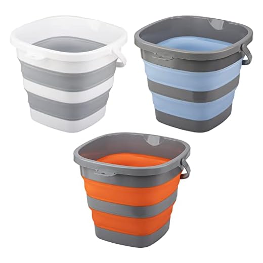 3 Pack Collapsible Bucket with Large 2.6 Gallon (10L) Each, Portable Plastic Bucket for House Cleaning, Foldable Tub for Mop, Car, Garden or Camping, Space Saving Fishing Water Pail