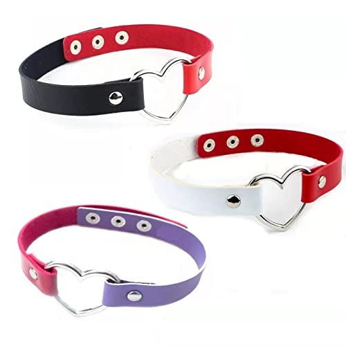 Bessy shop Lederhalsband Halskette Gothic,3PCS Tattoo Choker Leder Halsband Lederhalsband Damen,Leder Halskette Halsband Anhänger Choker Tattoo Kette für Valentinstagsgeschenk,Jubiläumsgeschenk Cover
