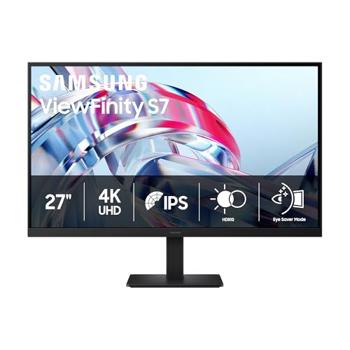Image of Samsung 27 inch ViewFinity S7 (S70H) High-Resolution Monitor - 4K UHD (3840x2160), IPS, HDR10, Eye Saver Mode, HDMI and DP Ports, Display Manager, LS27H70DEANXZA
