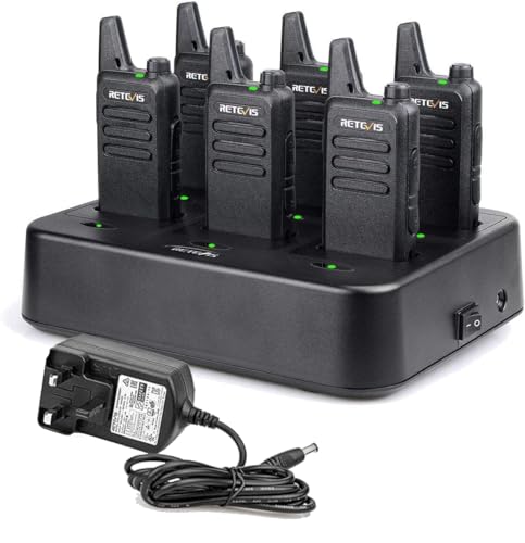 Retevis RT622 Walkie Talkies, Professional Walkie Talkies for Adults with 6 Way Charger, PMR446, VOX, Mini Portable Two Way Radio Rechargeable for Retail School, Restaurants (6 Pack, Black)