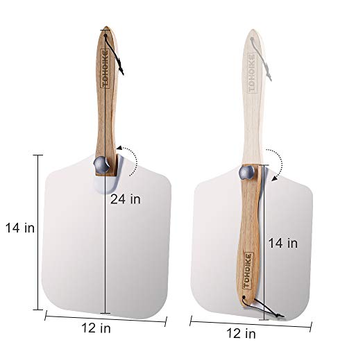 image for TDHDIKE Premium Aluminum Pizza Peel With Foldable Oaken Handle, 12” 
