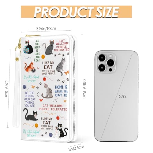 Womens Wallet, Cats Wristlet Wallet For Women, Hawaii Card Holder Purse WIth Zipper, Birthday Christmas Graduation Gifts For Cats Lovers, Aesthetic Office Daily Purse3